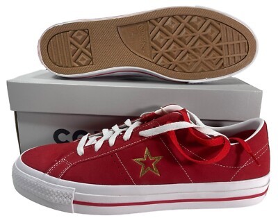 Converse One Star Pro Ox Low Top White Suede VARSITY RED A06646C