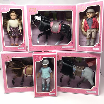 Lori Doll Maryse, Aviana, Rhea, Blue Roan, Black Irish, Brown American Horse LOT