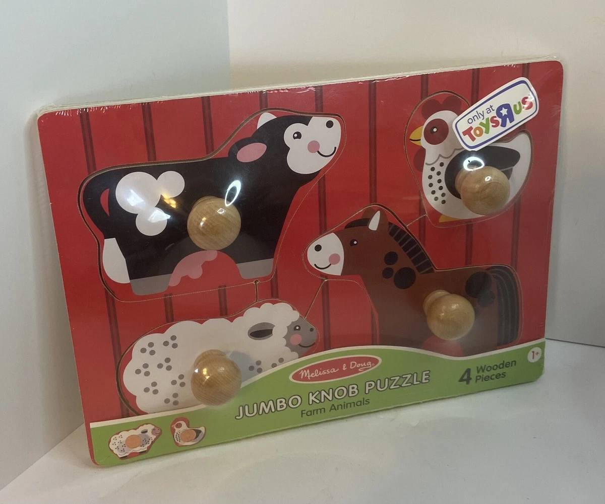 Melissa & doug farm hotsell animals jumbo knob wooden puzzle