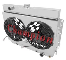 1963-1968 Chevy Caprice All Alum 2 Row Kr Champion Radiator Fan Shroud Combo
