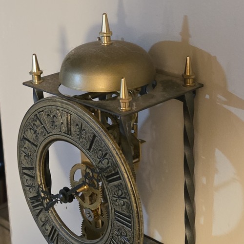 Vintage TEMPUS FUGIT Mechanical Skeleton Wall Clock West Germany Weighted - Picture 8 of 10