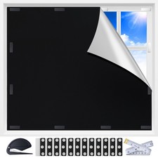 Magnetic Blackout Window Cover for Bedroom, Black, Portable Temporary No Dril...