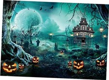 7x5ft Halloween Theme Backdrop Party Decoration for Kids Full Moon Night