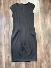 Express Women's Black Cap Sleeve V-Neck Sheath Midi Dress
