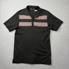 Travis Mathew Polo Shirt Mens Medium Gray Red Stripe Performance Golf Adult