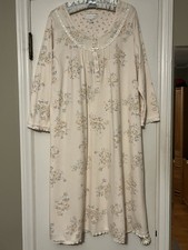 Vintage Miss Elaine Light Pink Floral Brushed Cotton Nightgown Size Medium