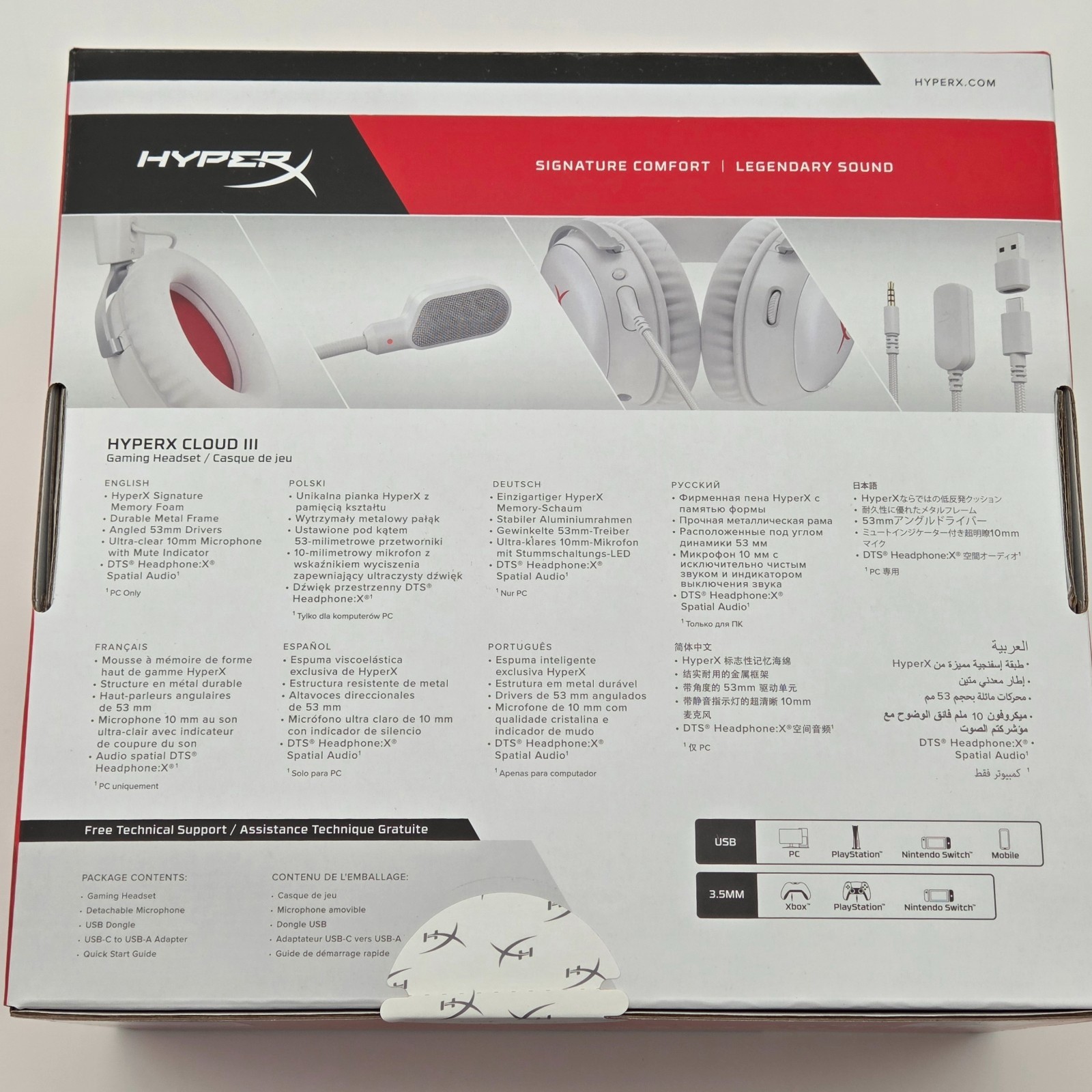 HyperX Cloud III Red & White Gaming Headset - New in Sealed Box
