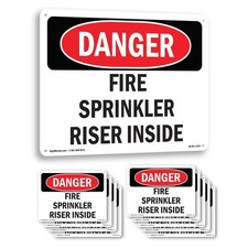 Fire Sprinkler Riser Inside OSHA Danger Sign Metal, Plastic, Decal 5 or 10 Pack