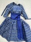 VINTAGE 1963 BARBIE Doll SWINGIN' EASY Blue Floral DRESS Let’s Dance #2