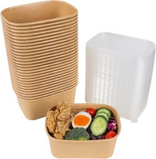 Kraft Paper Meal Containers With PP Lids – 1000 ml Durable Rectangular Packaging