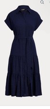 ralph lauren dress Gingham Cotton Dress sz 4 oversized navy