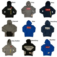 Levi Boy's Graphic Logo Soft Pullover Fleece Hoodie With Front Pocket
