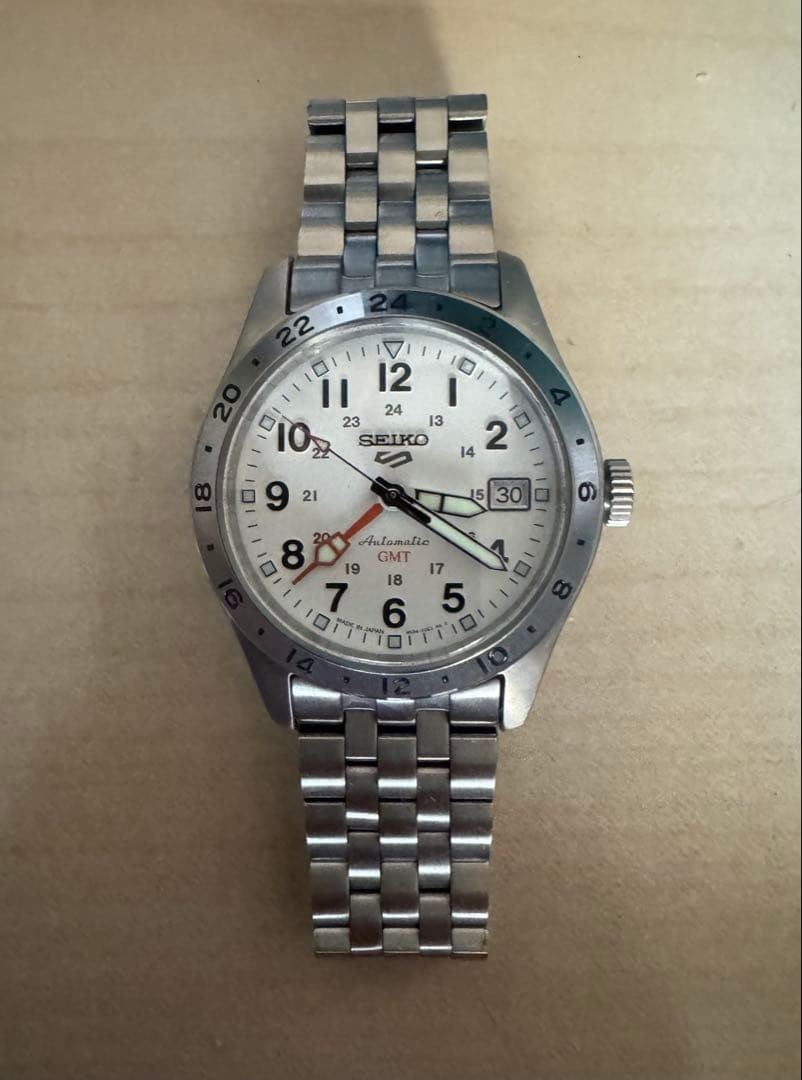 SEIKO SBSC009 Automatic Watch White Dial Orange Hands Stainless Steel – No Box