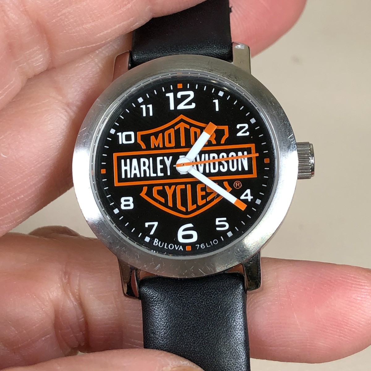 Bulova Harley-Davidson Womens 76L10 Black Leather Quartz Analog