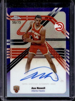 2025-26 Topps Chrome Asa Newell Next Stop RC Purple Refractor Auto #56/75