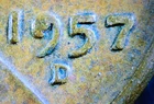 1957 D Lincoln Wheat Cent RPM Die Chip 9 of date XF/AU Die Break Error Penny EF
