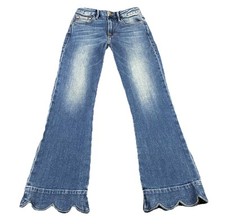 FRAME Jeans Women  s Size 24 High Rise Blue Le Crop Mini Boot Scalloped Hem
