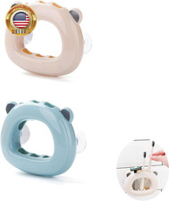 2 Pack Suction Toothbrush Holder Cartoon Bear 3 Slots Suction Cup Wall Bathroom