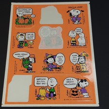 Vintage Peanuts Snoopy Halloween Stickers Lot Of 28 4 Sheets Charlie Brown Lucy