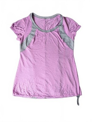 Lululemon rosa und graues sportliches T-Shirt mit Details Damengröße Small