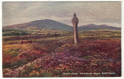 Tucks Ölgemälde Effekt Postkarte Pixies Cross Whitchurch Down Dartmoor
