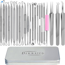22 Pcs Pimple Popper Tool Kit 410 Stainless Steel Pack of 22, Silver