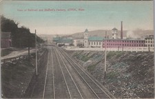 View Of Railroad And Starrett Factory Athol MA 1910s Postcard