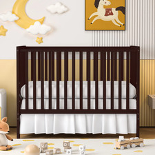 5-In-1 Convertible Crib, Espresso Baby Bed, Converts from Baby Crib to Toddler B
