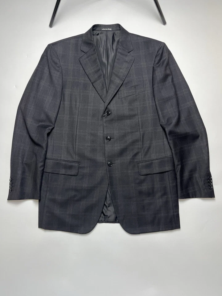 Men’s Plaid Wool Suit Pal Zileri Grey Size 52R - Image 2 of 4