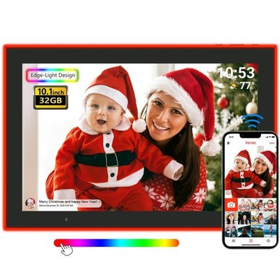 FRAMEO WiFi Digital Picture Frame,Edge-Light Design10.1 inch Photo Frame 32GB...