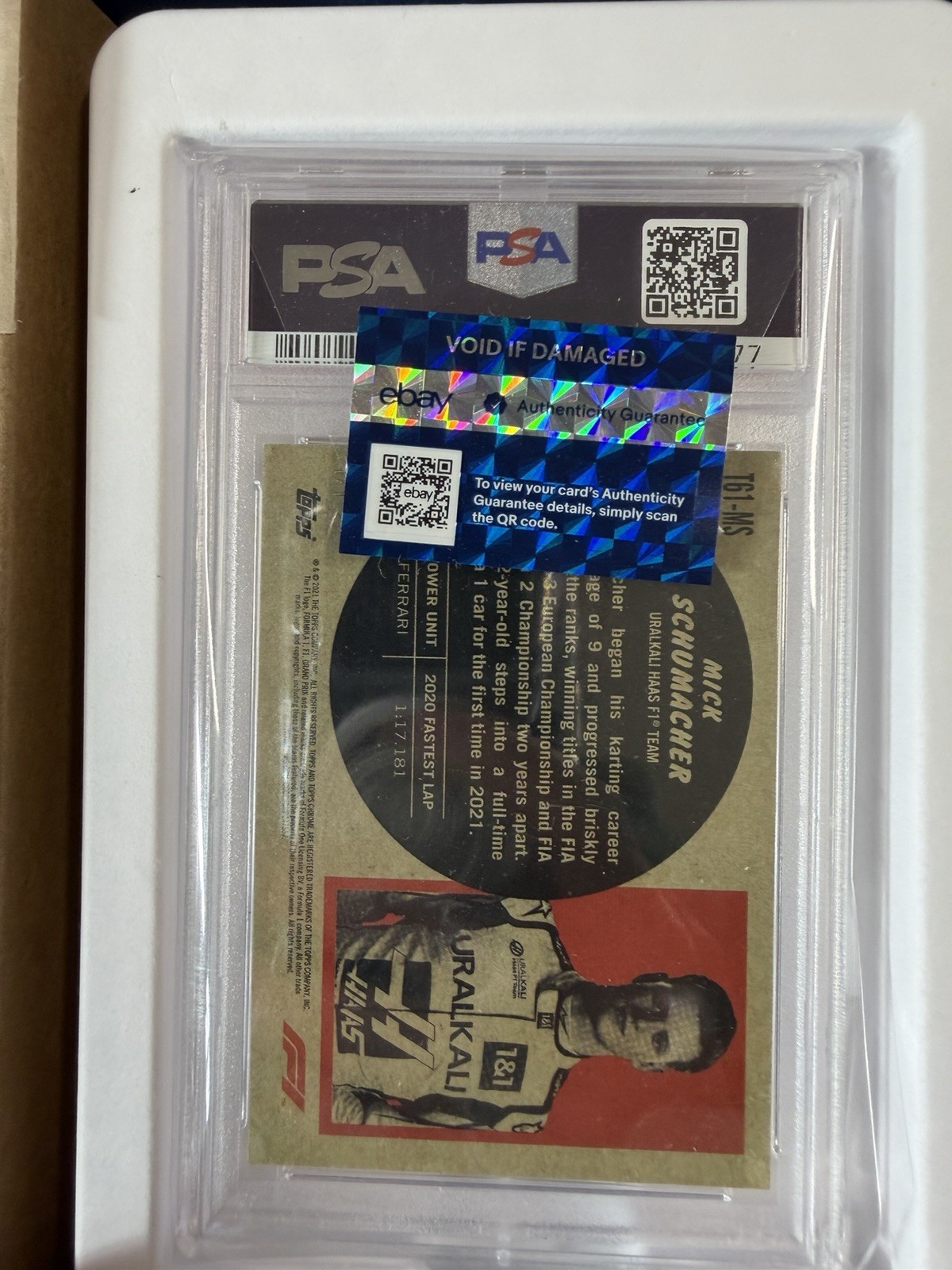 2021 Topps Chrome Formula 1 Mick Schumacher Rookie Superfractor 1/1 PSA 8 view 5