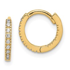 14k Yellow Gold Round Cut Cubic Zirconia Hinged Hoop Earrings