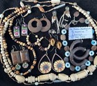 Vtg/now Wooden Costume Jewelry Lot of 12: Necklaces & Earrings — photo 1