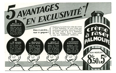 Alte Werbung Rasiercreme Palmolive 5 Vorteile 1935 