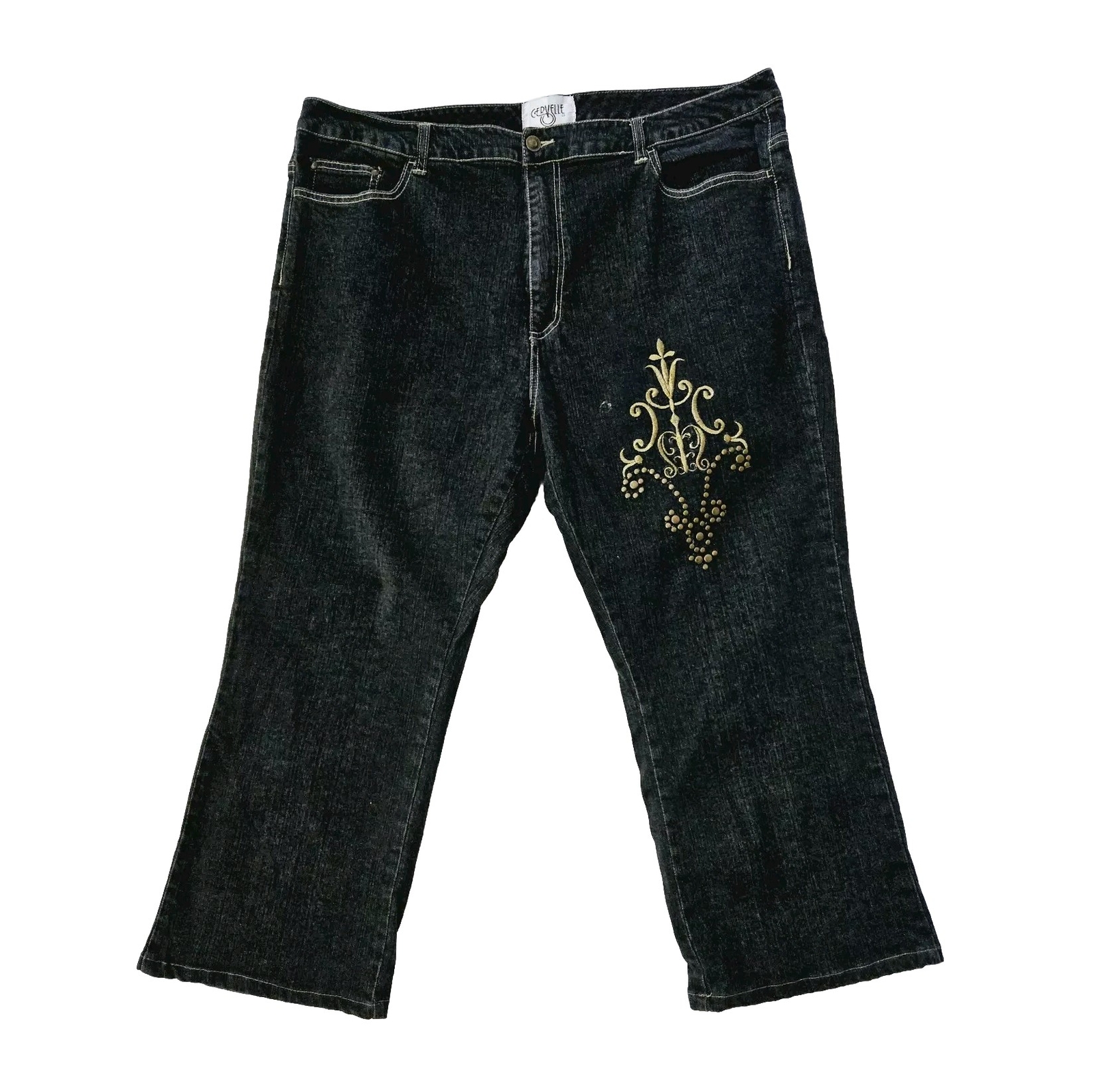 Cervelle Gold Embroidered Stud Loose Fit Jeans Size 40W x 25L