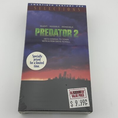 1990 Predator 2 VHS Tape Gary Busey New Factory Sealed FOX WATERMARK Blockbuster