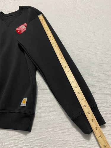 Carhartt Pullover Sweater Men's Size S Black Logo Crewneck Woodworking Club - Picture 5 of 9