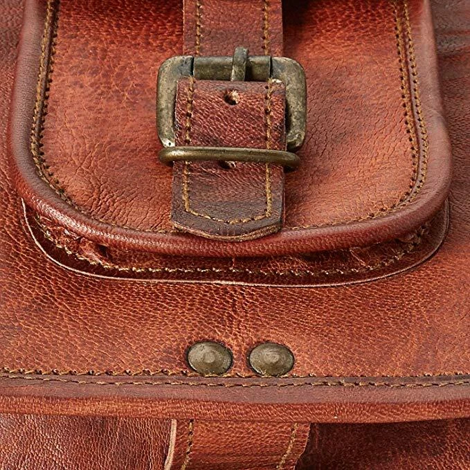 Big Sale Men's Leather Backpack Bag Satchel Briefcase Laptop Brown Vintage Bag - Image 2 of 4