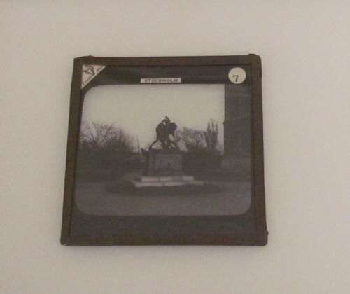 Glass Magic Lantern Slide BELT WRESTLERS STATUE STOCKHOLM C1890 PHOTO SWEDEN - Picture 2 of 2