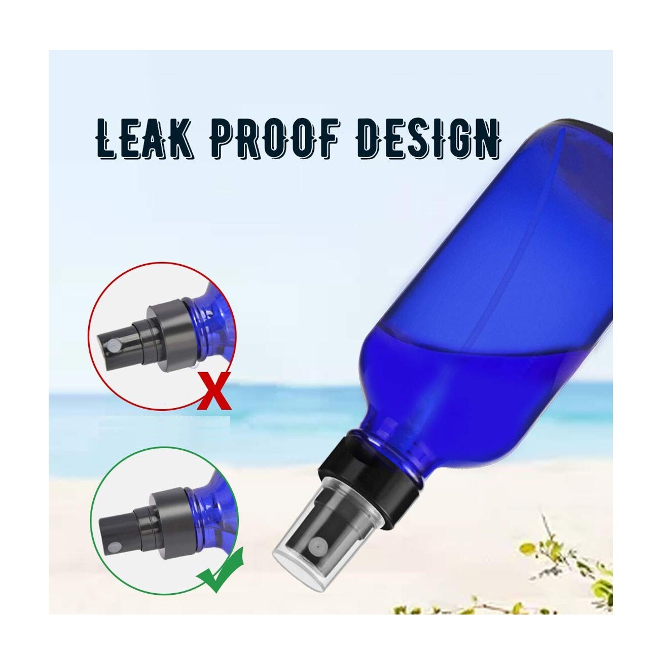 Glass Spray Bottles - 4 Piece 1oz Cobalt Blue Small Glass Bottles Black Sprayer
