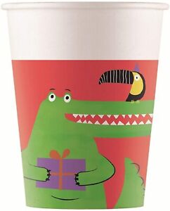 16 x Crocodile & Toucan Paper Cups Red Childs Birthday Party Tableware Supplies 