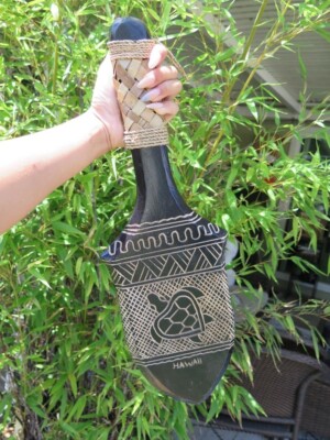 Hawaiian Engraved Hand Made Wall Decor Solid Wood Polynesian Tribal Club Paddle