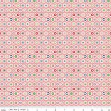 BEE DOTS on CORAL Pink Lori Holt for Riley Blake VaLene Flowers