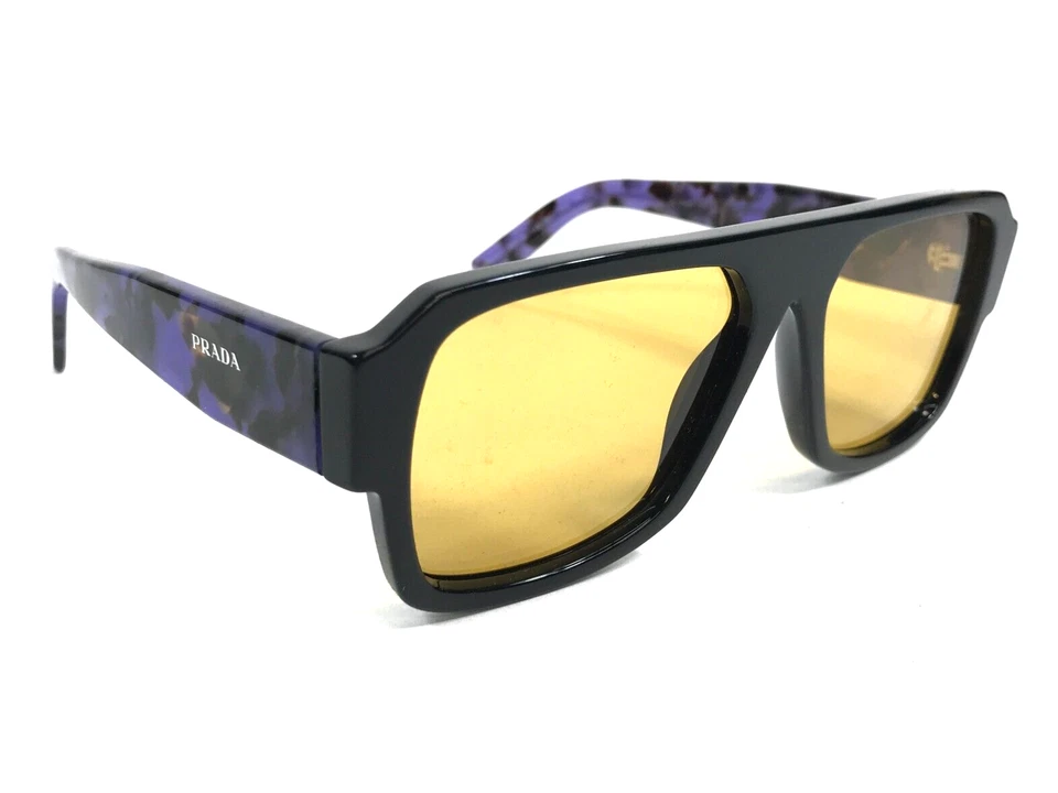 Gafas de sol Prada SPR22Y 1AB-0B7 marco de mármol violeta negro con lentes amarillas claras Foto 3 de 4