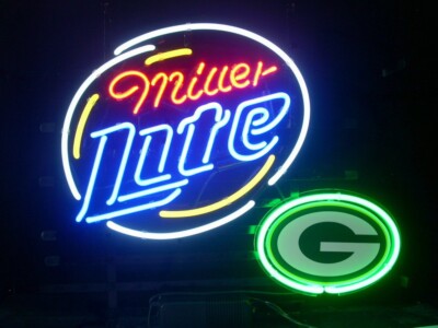 US STOCK Miller Lite Beer Green Bay Packers 20''x16'' Neon Sign Lamp Light Display