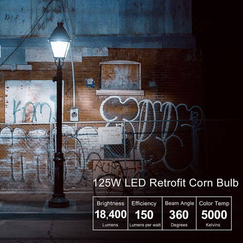 125W LED Corn Bulb Warehouse Shop Light Workshop Garage Gym Street Area Lighting - Picture 11 of 17
