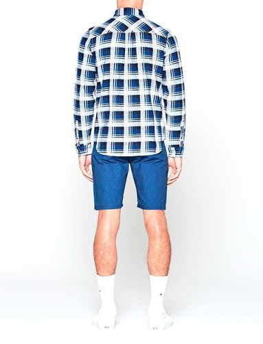 NUEVA CAMISA DE CHEQUE DE PIEDRA BRAYSTONE TEÑIDA DE HILO MARINO $100 NATIVA JOVEN ÍNDIGO TALLA M - Imagen 2 de 5