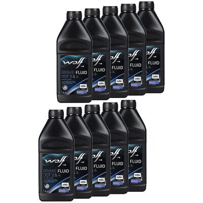 Bremsflüssigkeit WOLF BRAKE FLUID 5039 DOT 3&4 10 X 1 Liter Brems Bremse bremsen