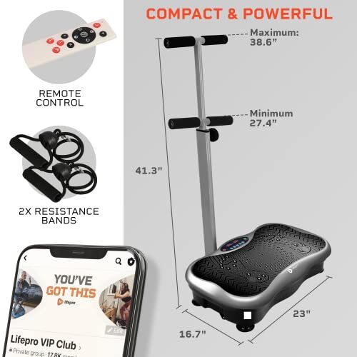 Trimlite Gray Vibration Plate Exercise Machine With Adjustable Handlebars