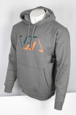 RVCA Men's Oliver Pullover Hoodie Sweatshirt Heather Gray Graphic Logo